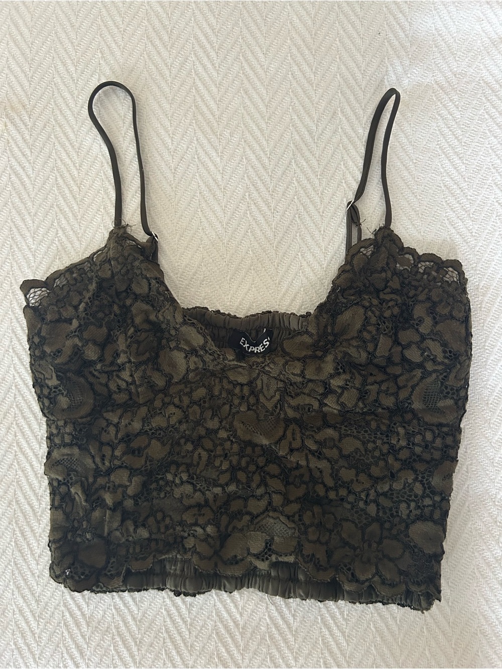 Express Olive Lace Cropped Cami